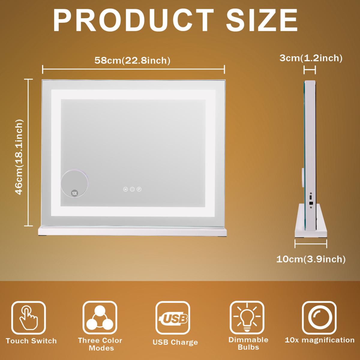 Hollywood Vanity Mirror with Strip Light Table Wall-Mounted Light Up - Metal White – image 6