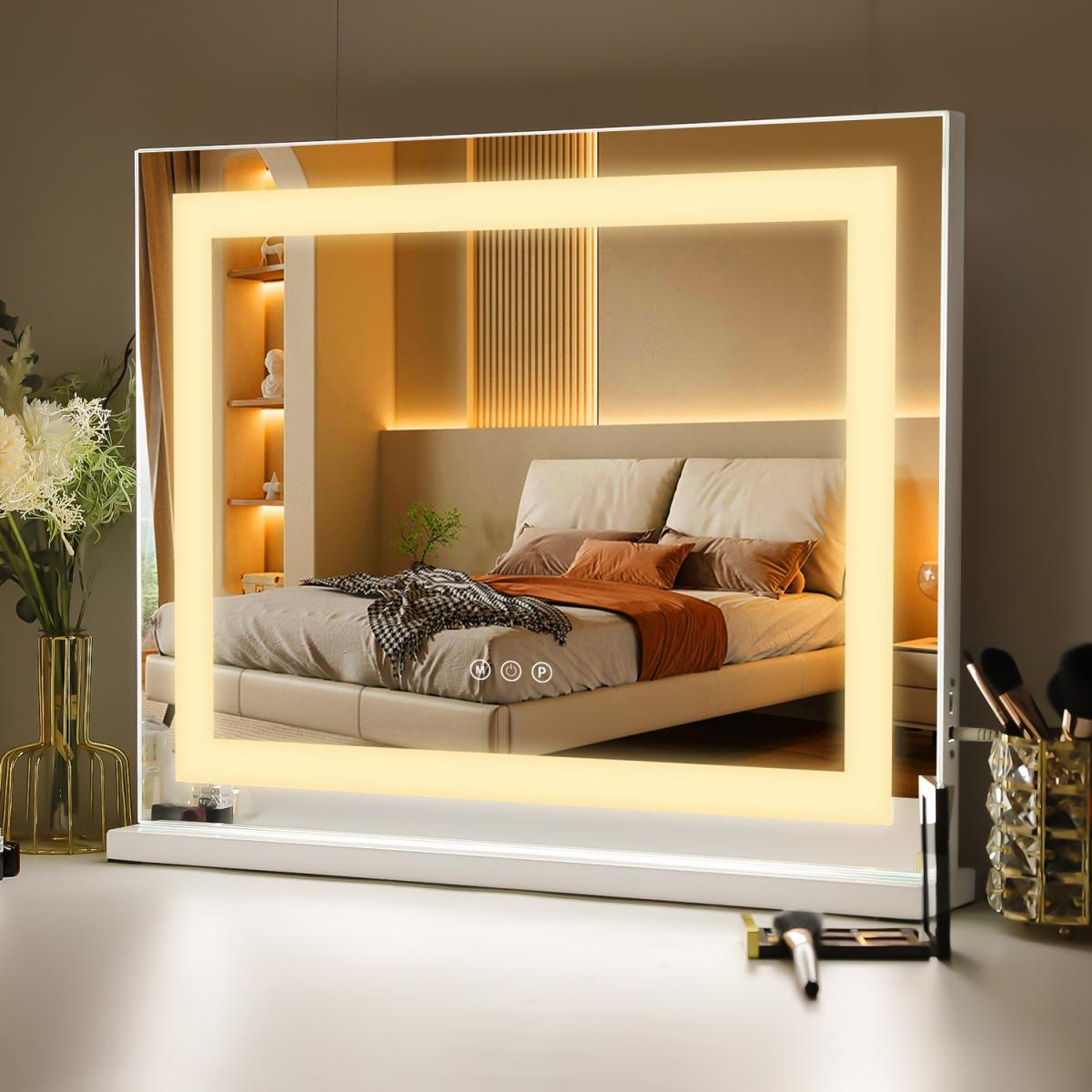 Hollywood Vanity Mirror with Strip Light Table Wall-Mounted Light Up - Metal White – image 7