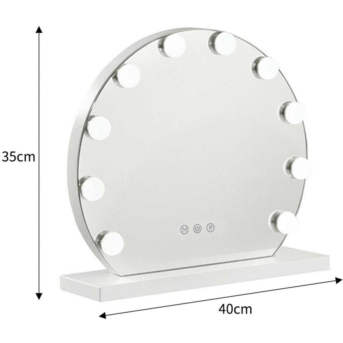 Round Hollywood LED Lighted Vanity Mirror - White / 40cm – image 2