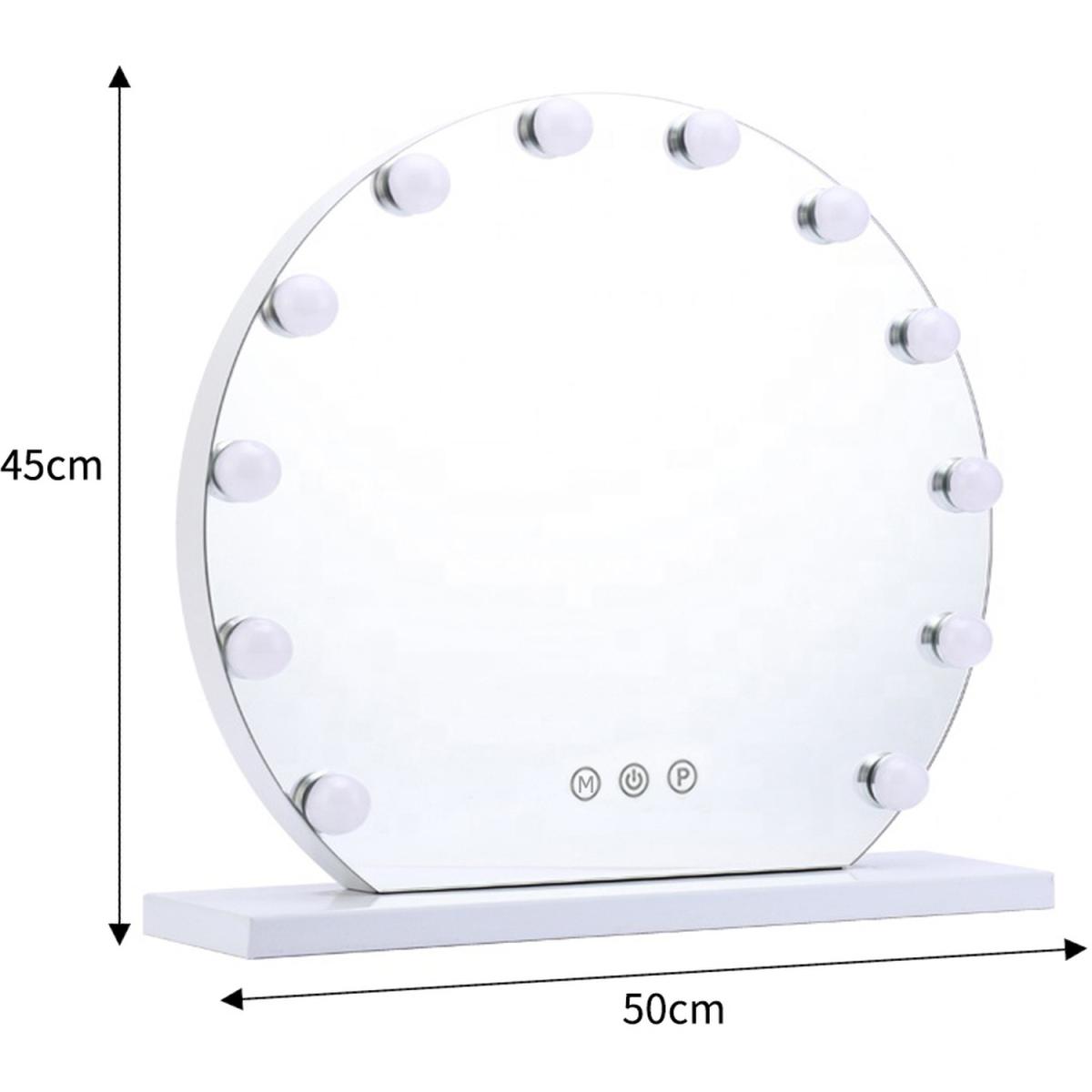 Round Hollywood LED Lighted Vanity Mirror - White / 40cm – image 7