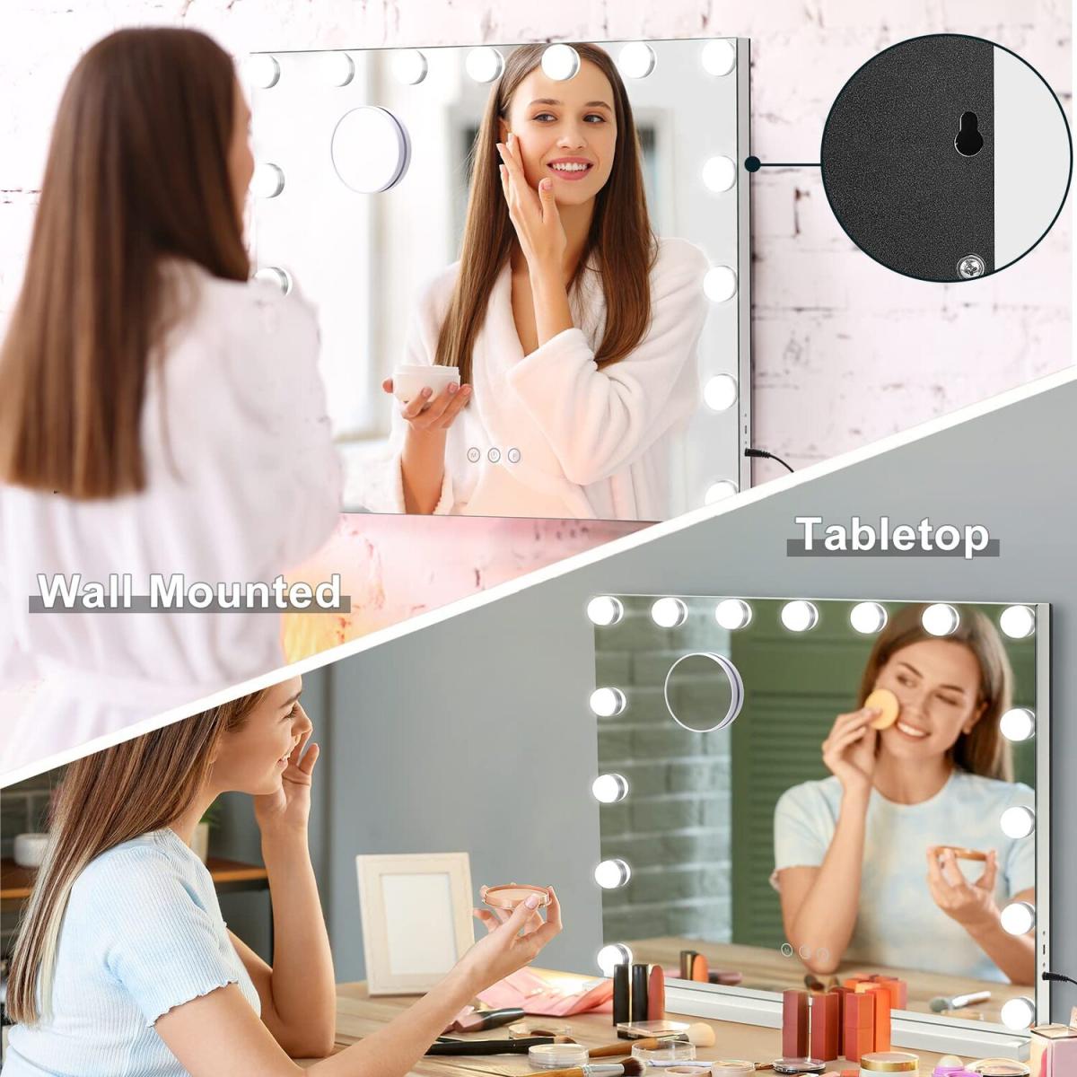 Vanity Mirror with 15 Dimmable Bulbs - Silver – image 4