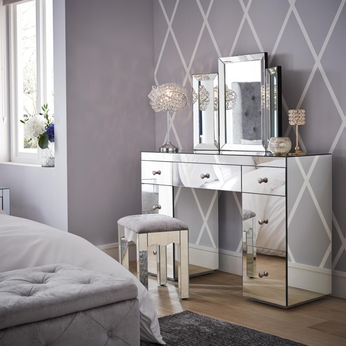 Bevelled Dressing Table Mirror - Silver – image 2