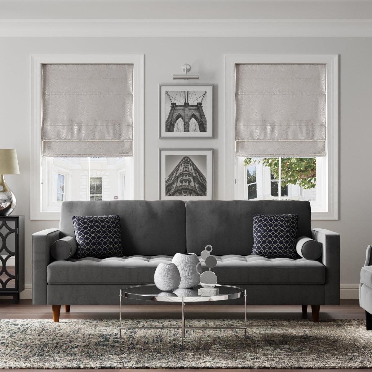 Luxe Texture Silver Roman Blind Silver – image 1