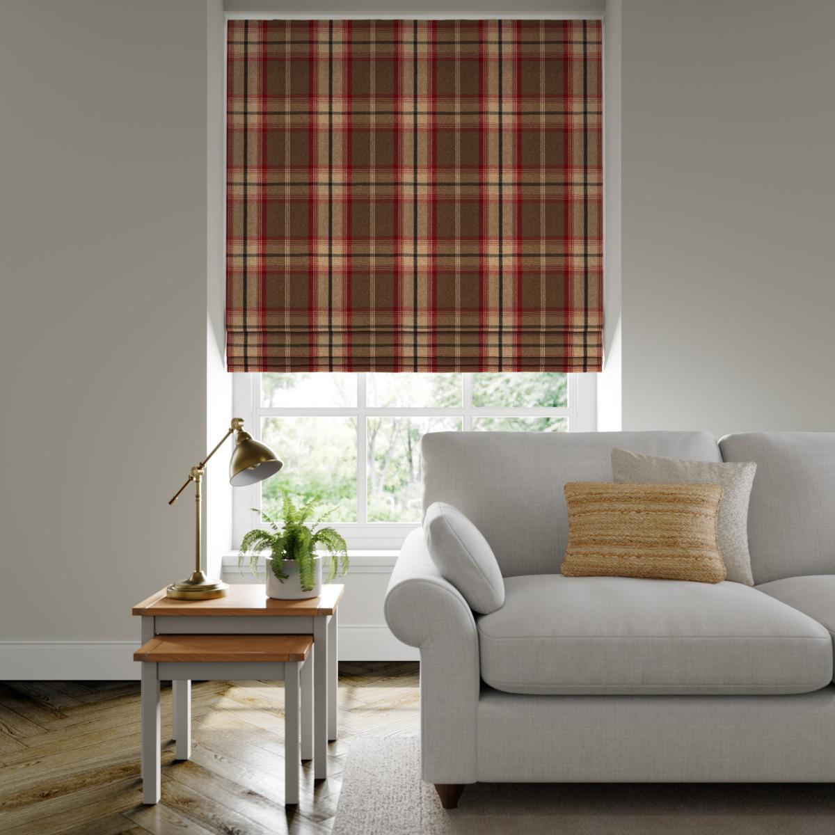 Highland Check Made to Measure Roman Blind Highland Check Rosso – image 2