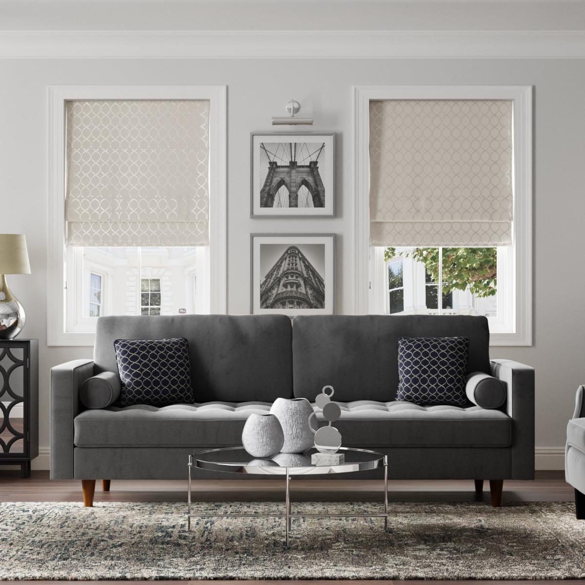 Chenille Ogee Cream Roman Blind Cream – image 2