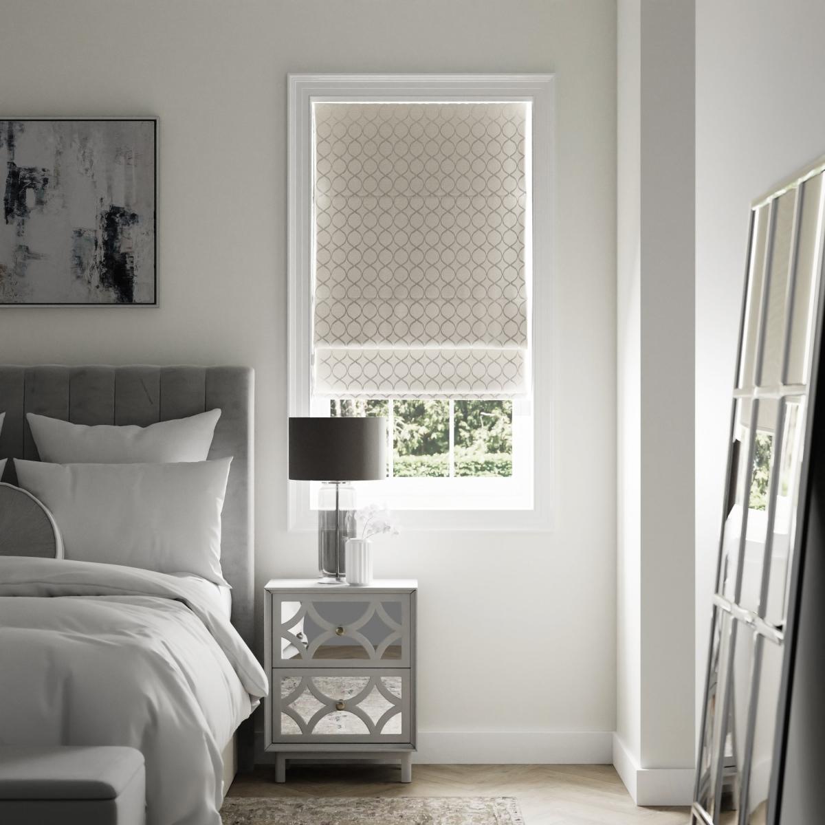 Chenille Ogee Cream Roman Blind Cream – image 1