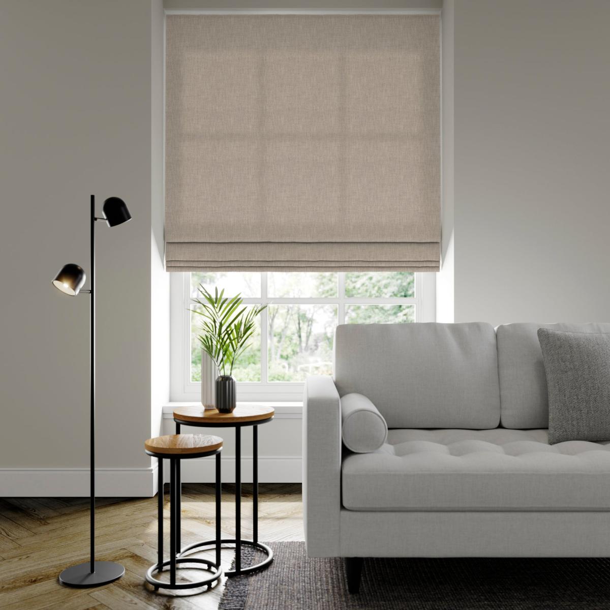 Bronte Recycled Polyester Made to Measure Roman Blind Bronte Hessian – image 1