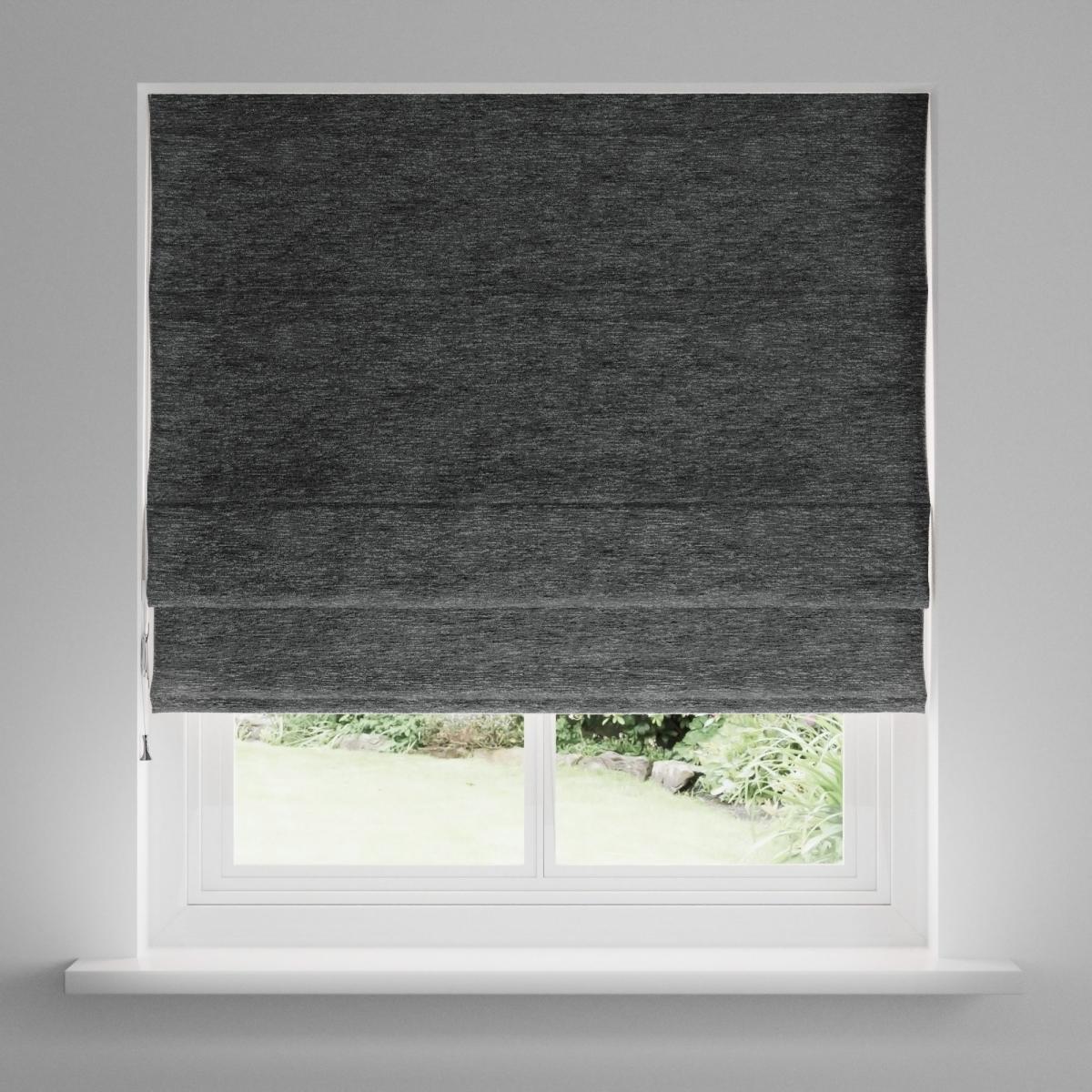 Textured Chenille Graphite Roman Blind Grey – image 3