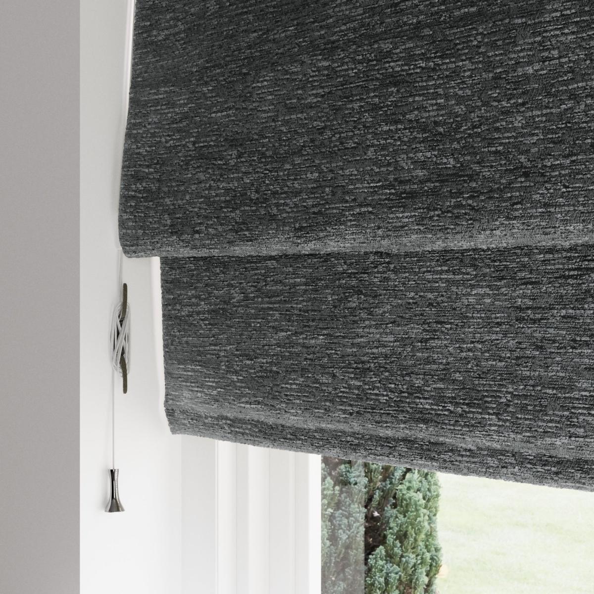 Textured Chenille Graphite Roman Blind Grey – image 4