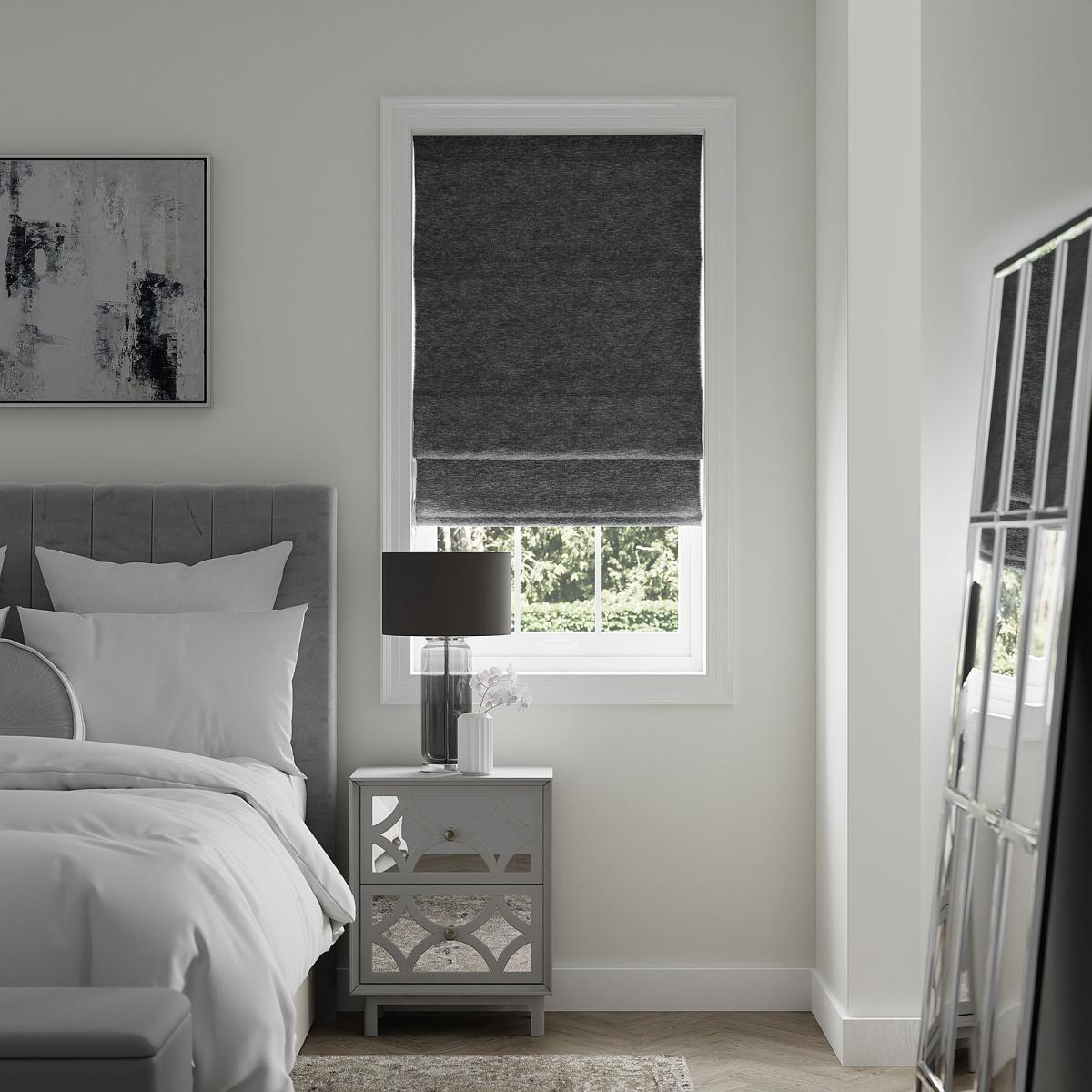 Textured Chenille Graphite Roman Blind Grey – image 1