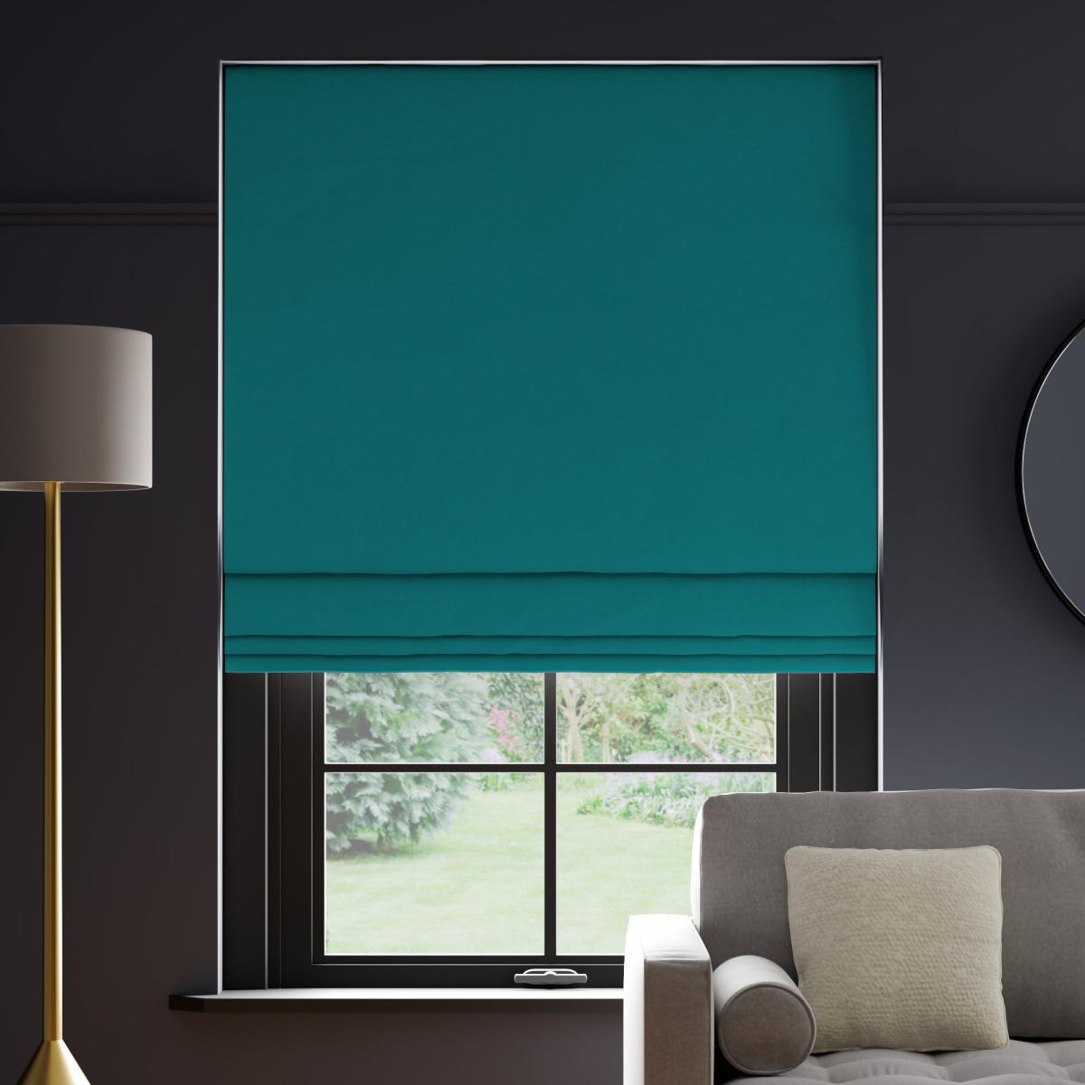 Panama Cotton Made to Measure Roman Blind Panama Peacock – image 2