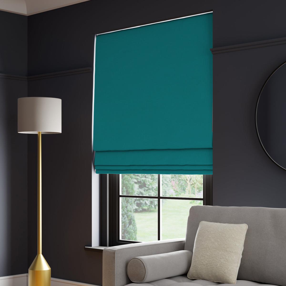 Panama Cotton Made to Measure Roman Blind Panama Peacock – image 1