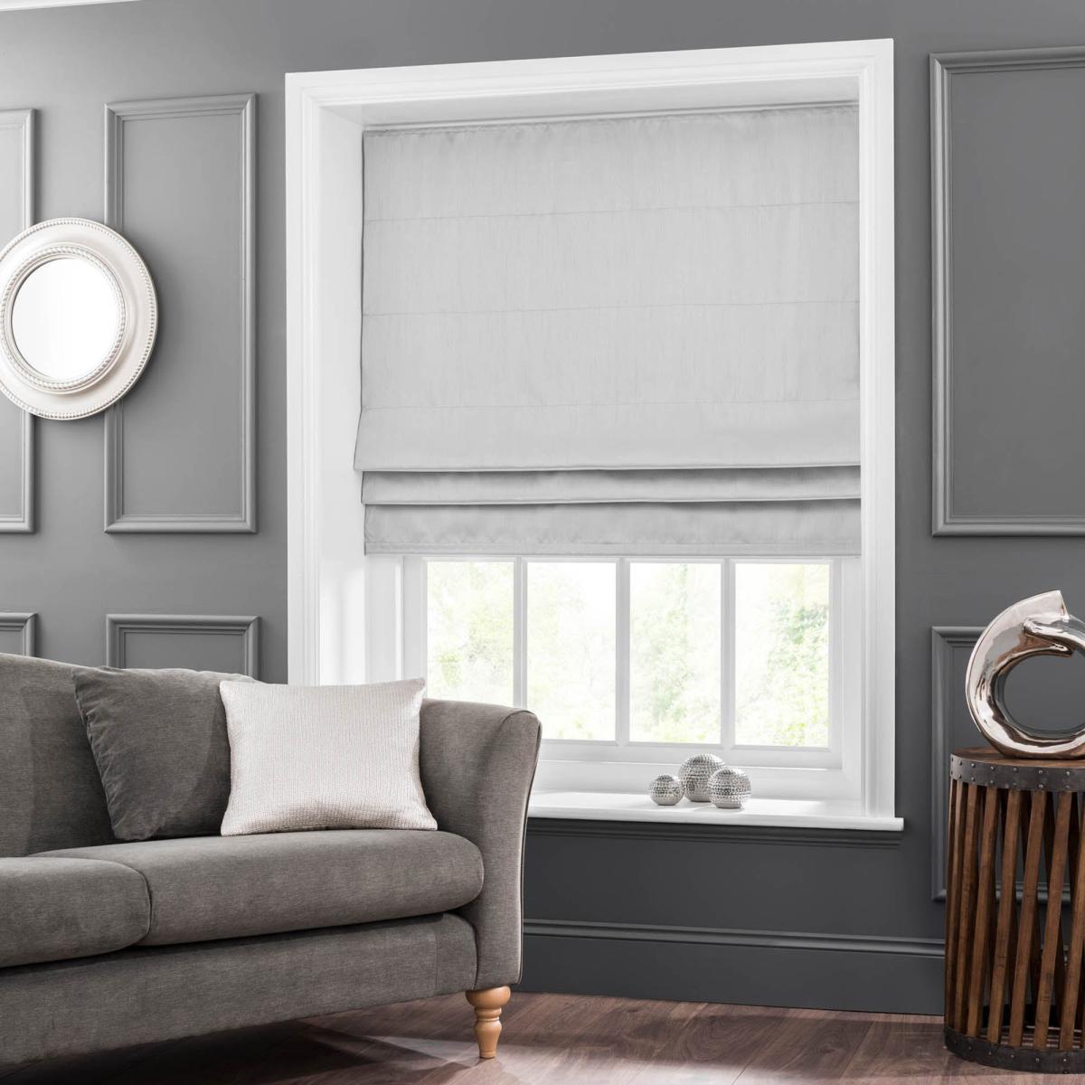 Faux Silk Silver Blackout Roman Blind Silver – image 2