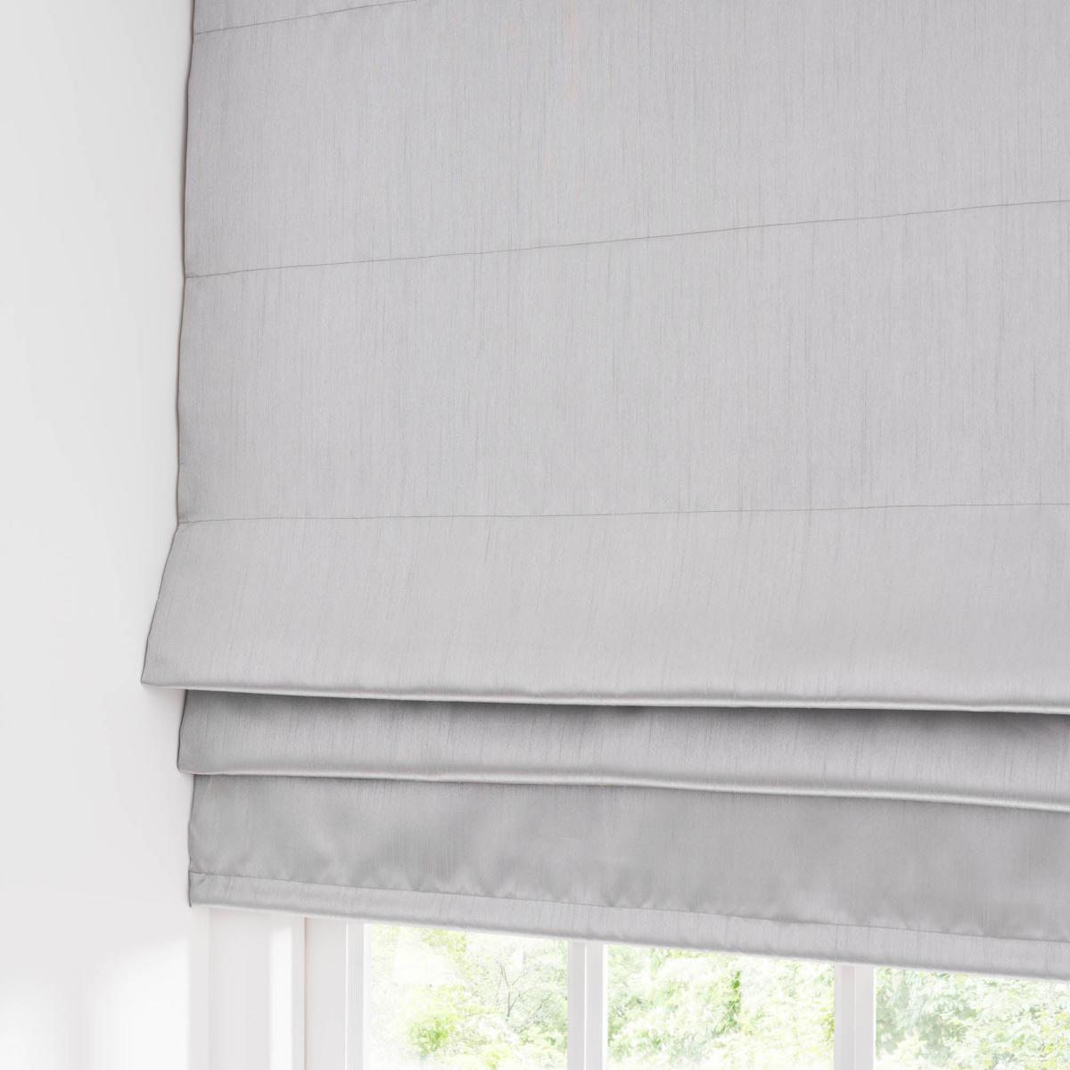 Faux Silk Silver Blackout Roman Blind Silver – image 3