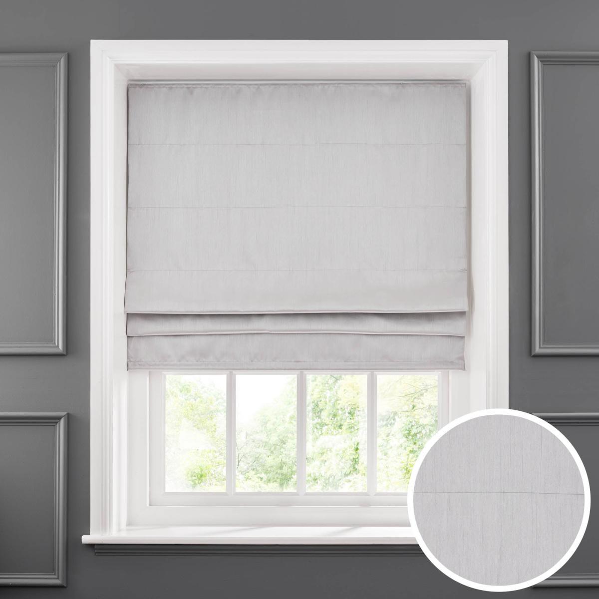 Faux Silk Silver Blackout Roman Blind Silver – image 1