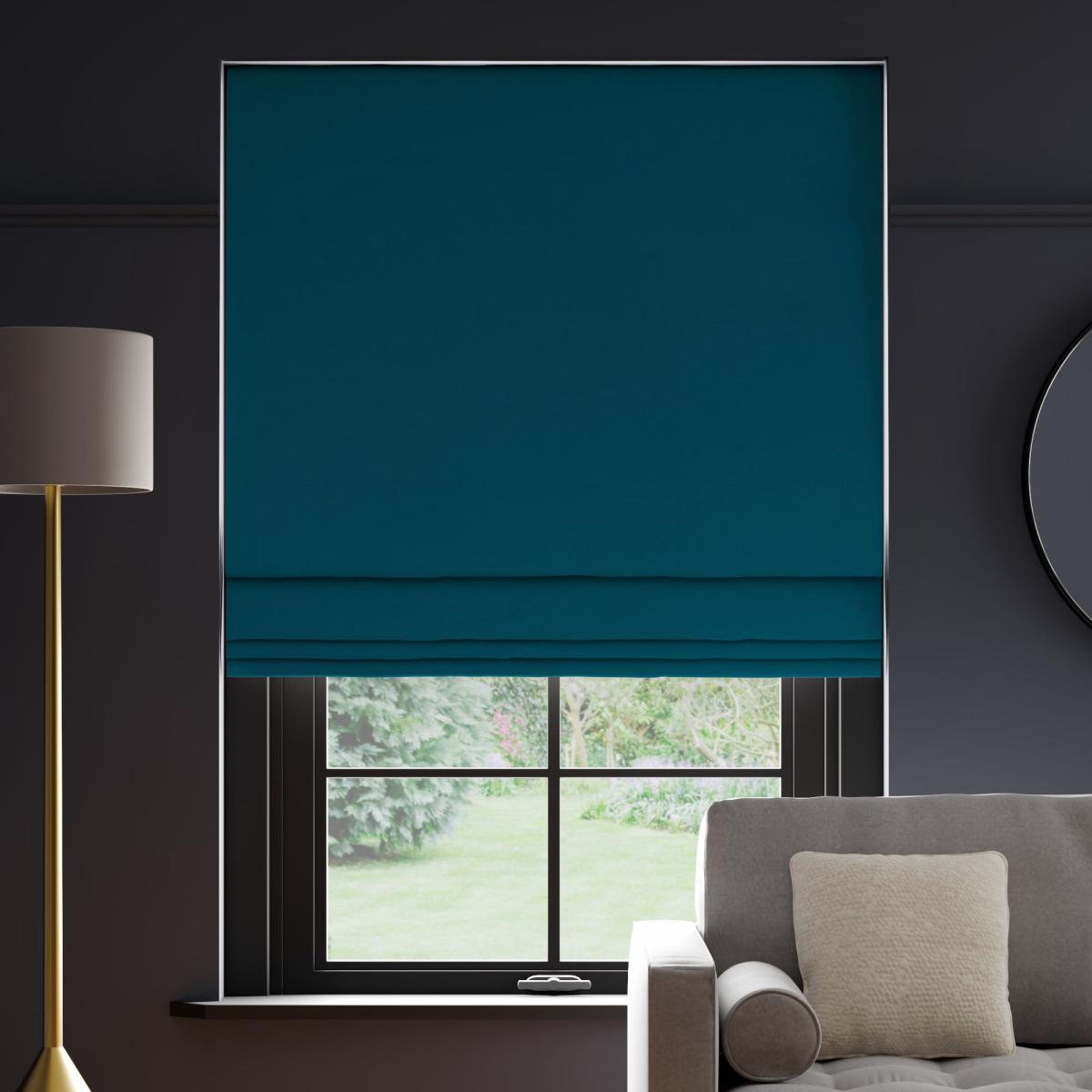 Panama Cotton Made to Measure Roman Blind Panama Petrol – image 2