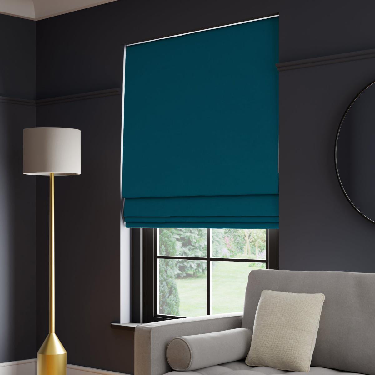 Panama Cotton Made to Measure Roman Blind Panama Petrol – image 1