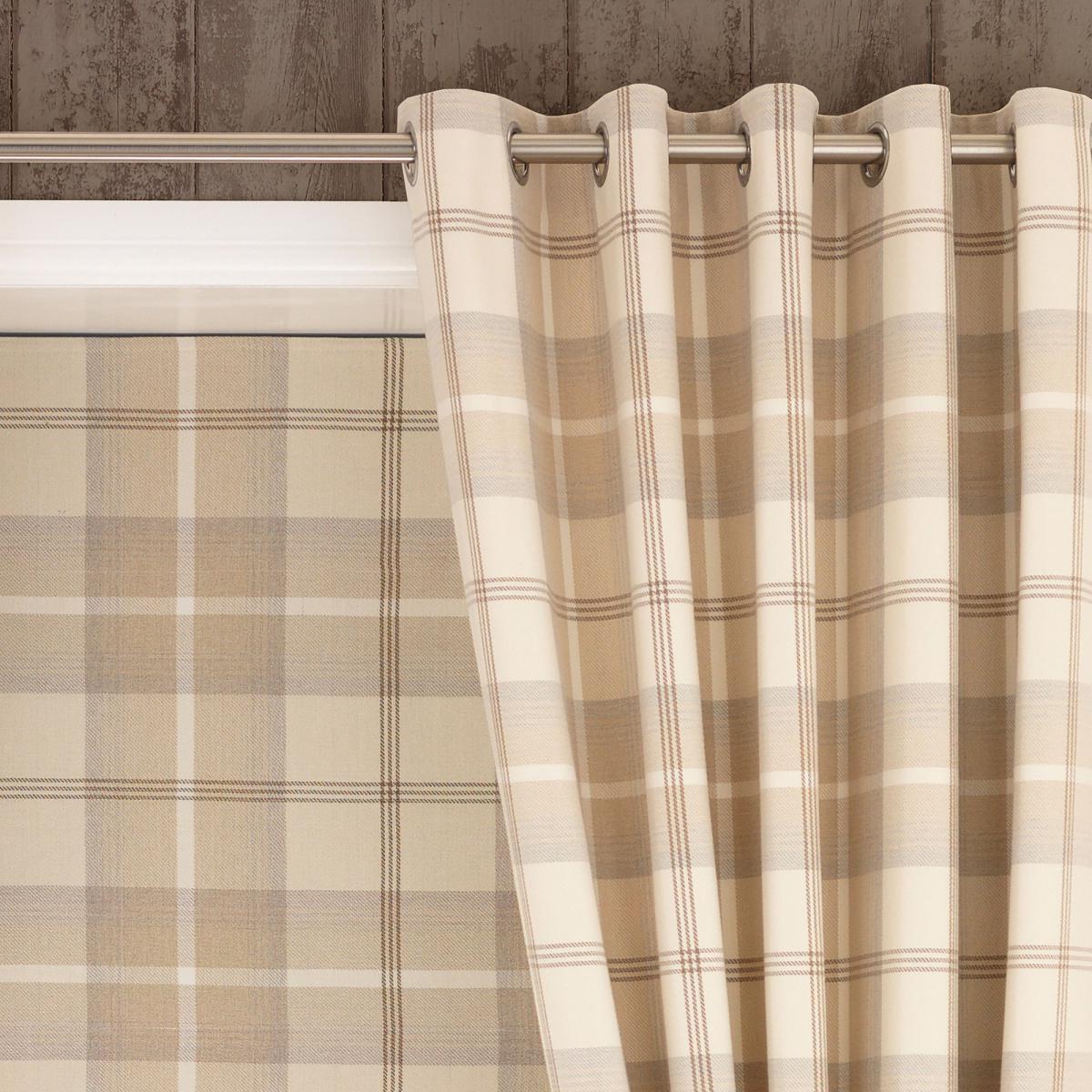 Highland Check Natural Blackout Roman Blind Natural – image 6