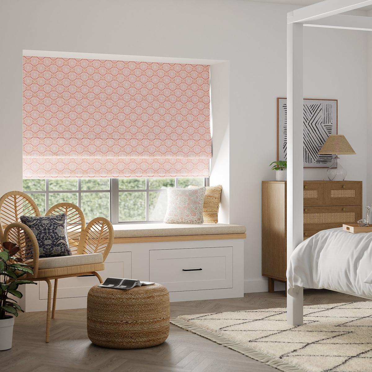 Global Daisy Coral Blackout Roman Blind Coral/White – image 1