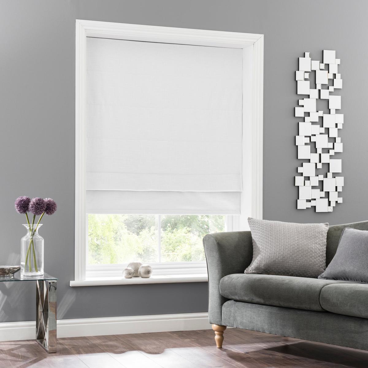 Linen Mix White Blackout Roman Blind White – image 2