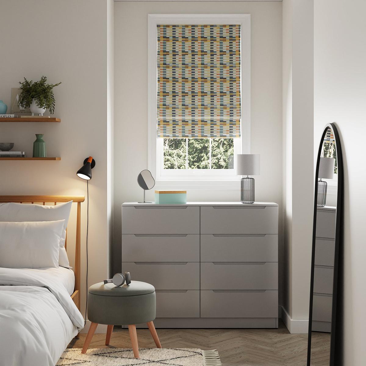 Bryson Blackout Roman Blind Blue/Yellow – image 1
