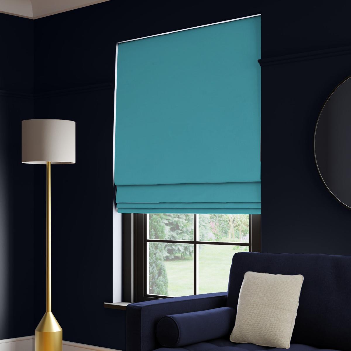 Panama Cotton Made to Measure Roman Blind Panama Cornflower – image 1