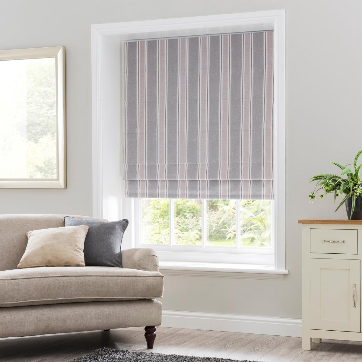Padstow Grey Stripe Blackout Roman Blind Grey – image 2