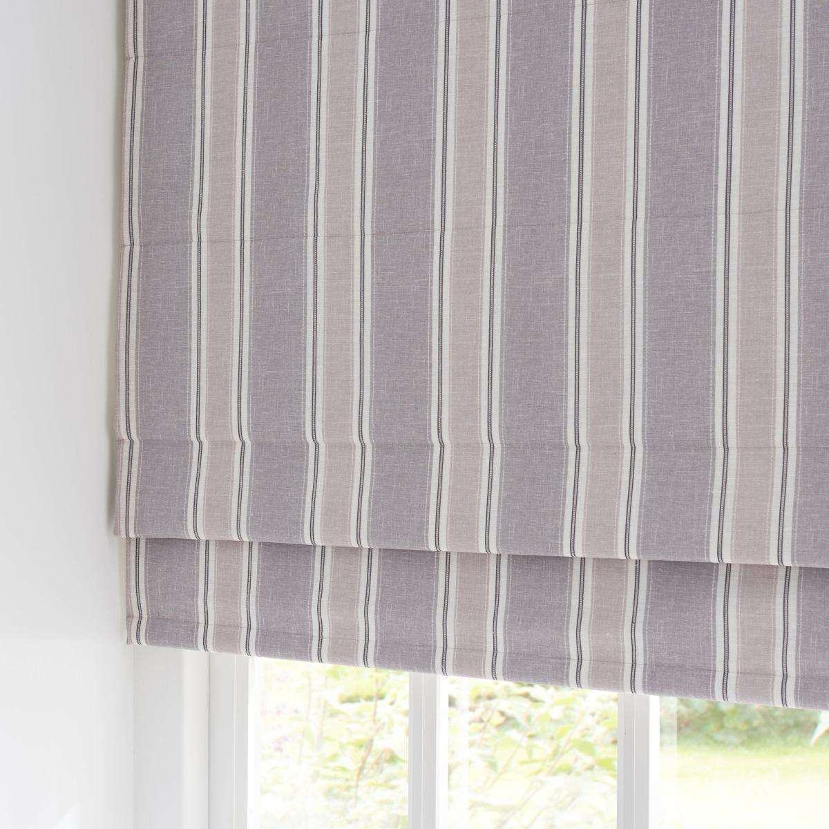 Padstow Grey Stripe Blackout Roman Blind Grey – image 3