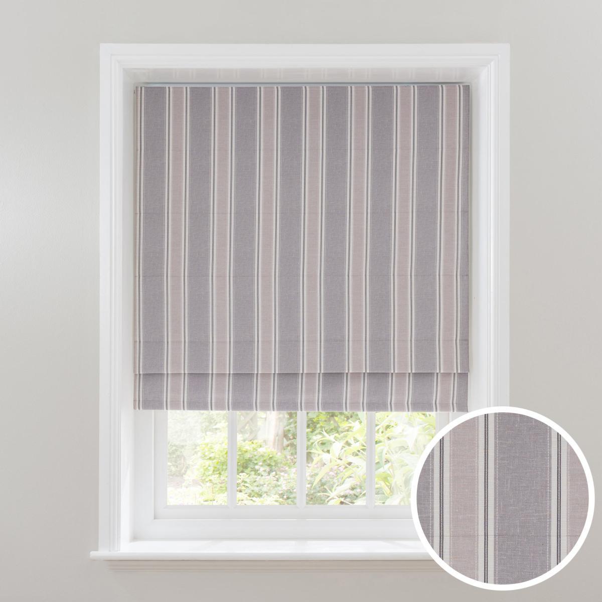 Padstow Grey Stripe Blackout Roman Blind Grey – image 1