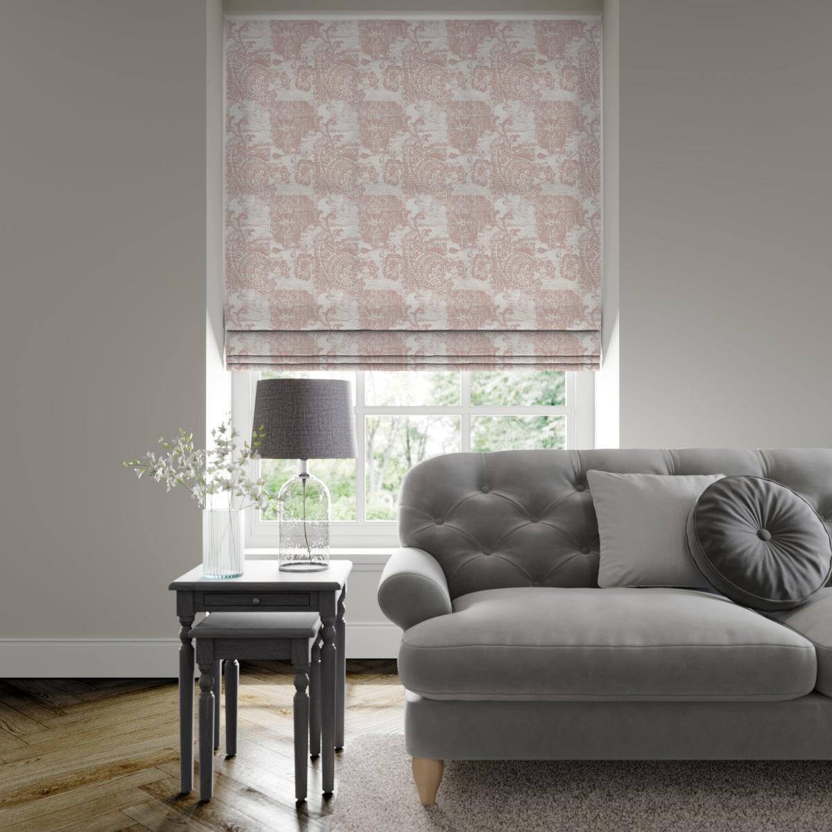Nancy Made to Measure Roman Blind Nancy Damask Blush Pink – image 2