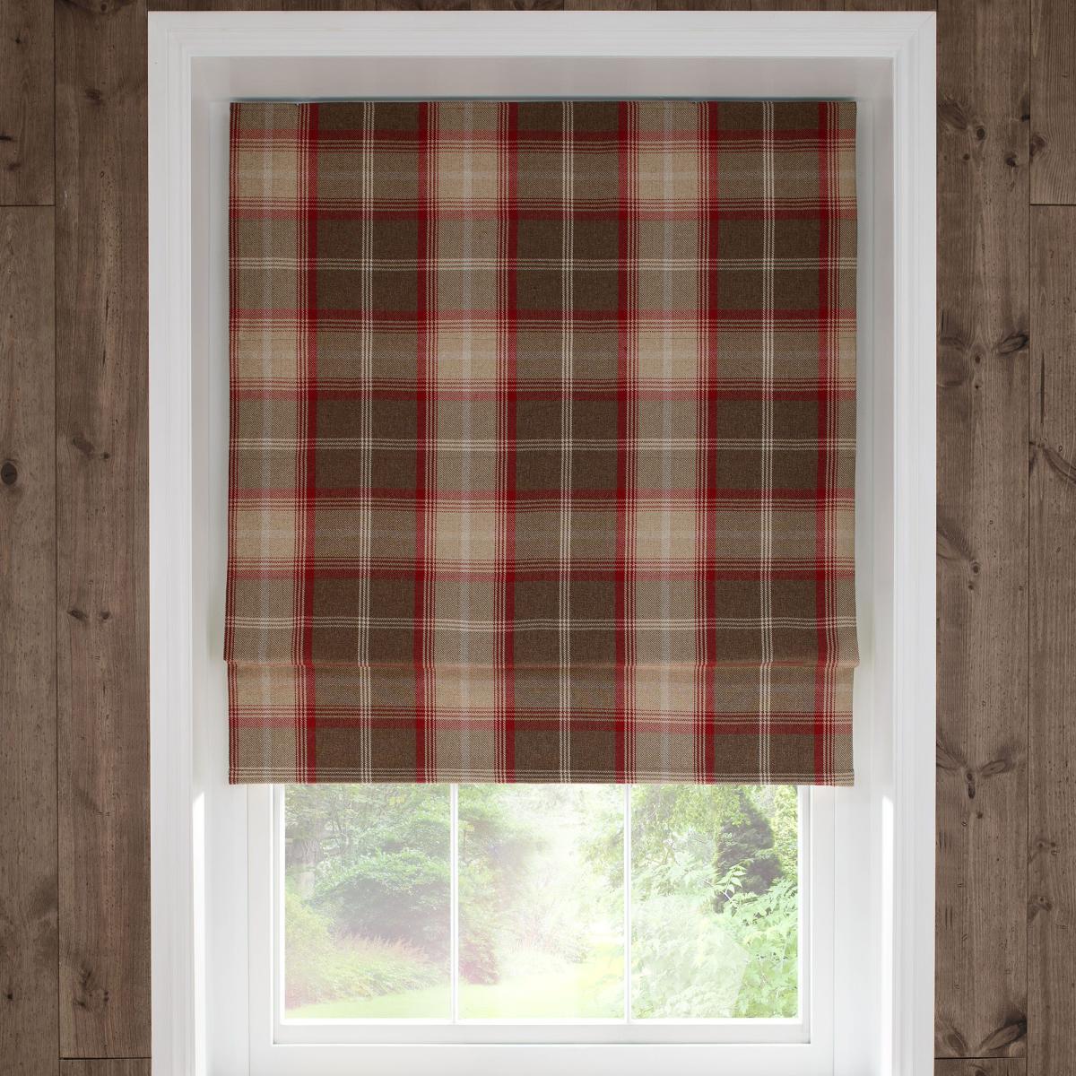 Highland Check Red Blackout Roman Blind Red / Brown – image 3