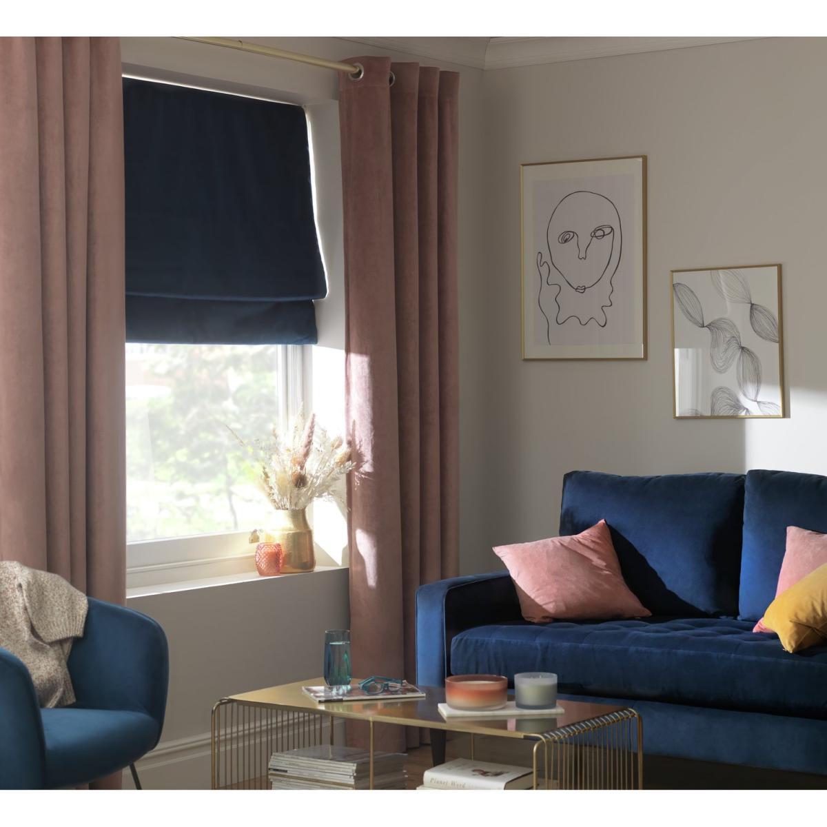 Habitat Plain Velvet Blackout Roman Blind - 3ft - Navy Blue – image 2