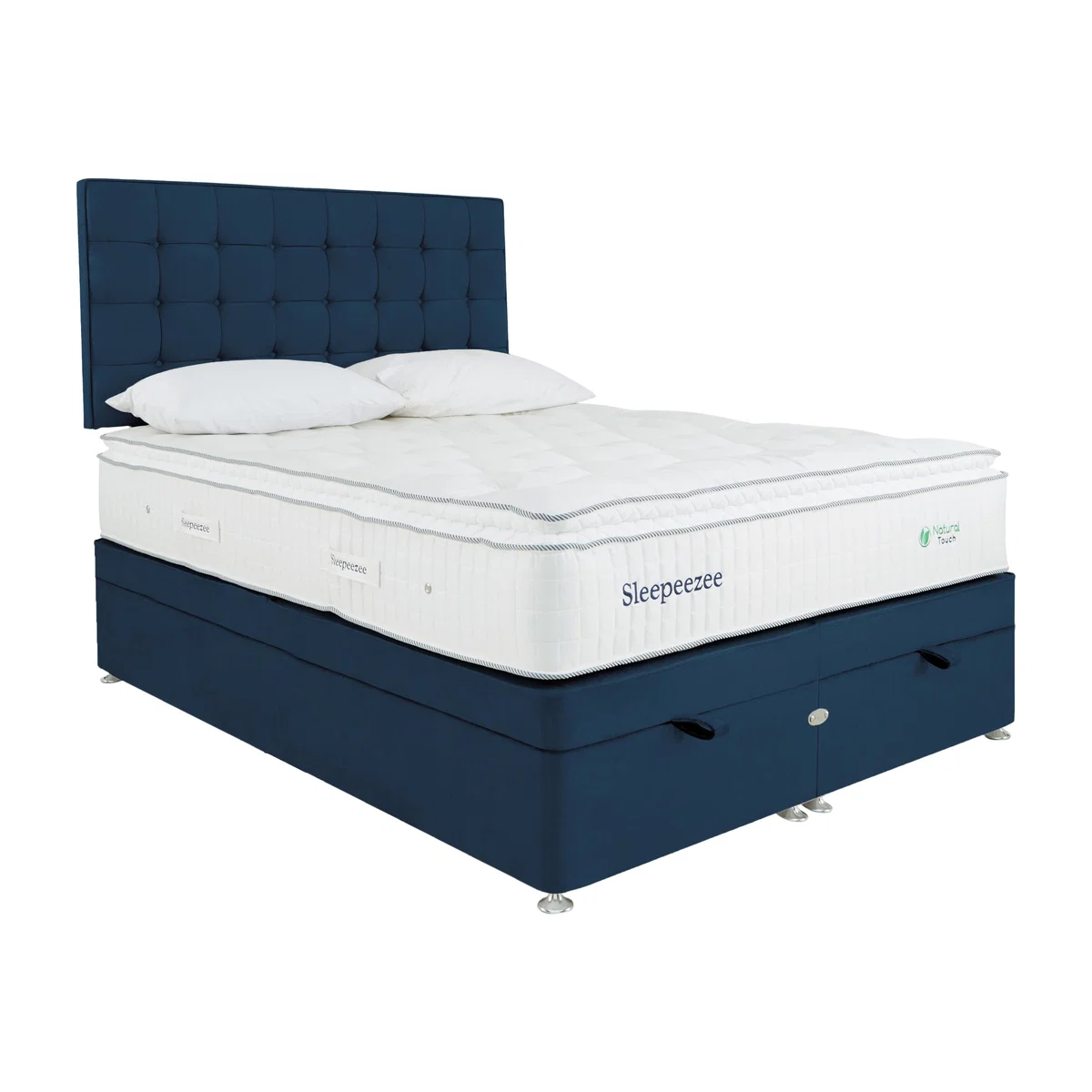 Sleepeezee - Natural Touch 2000 Pillowtop End Ottoman Divan Set - King Size - Blue – image 1