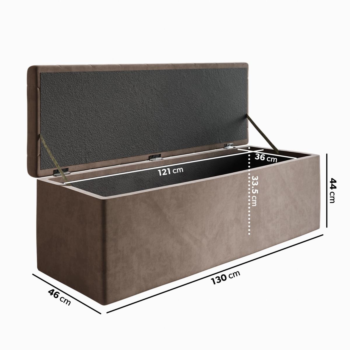 Mink Brown Velvet King Size Ottoman Bed with Blanket Box - Safina – image 4