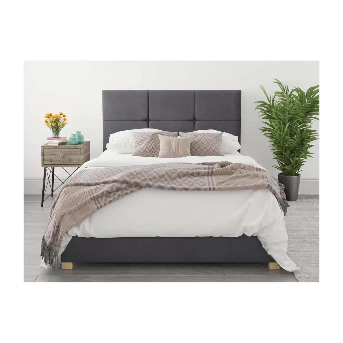Farringdon King Size Ottoman Bed in Grey Velvet – image 1