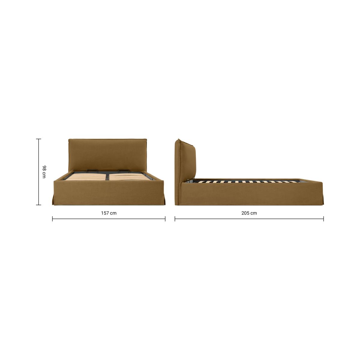 Orsa King Size Bed with Ottoman Storage, Earth Cotton & Linen mix – image 3