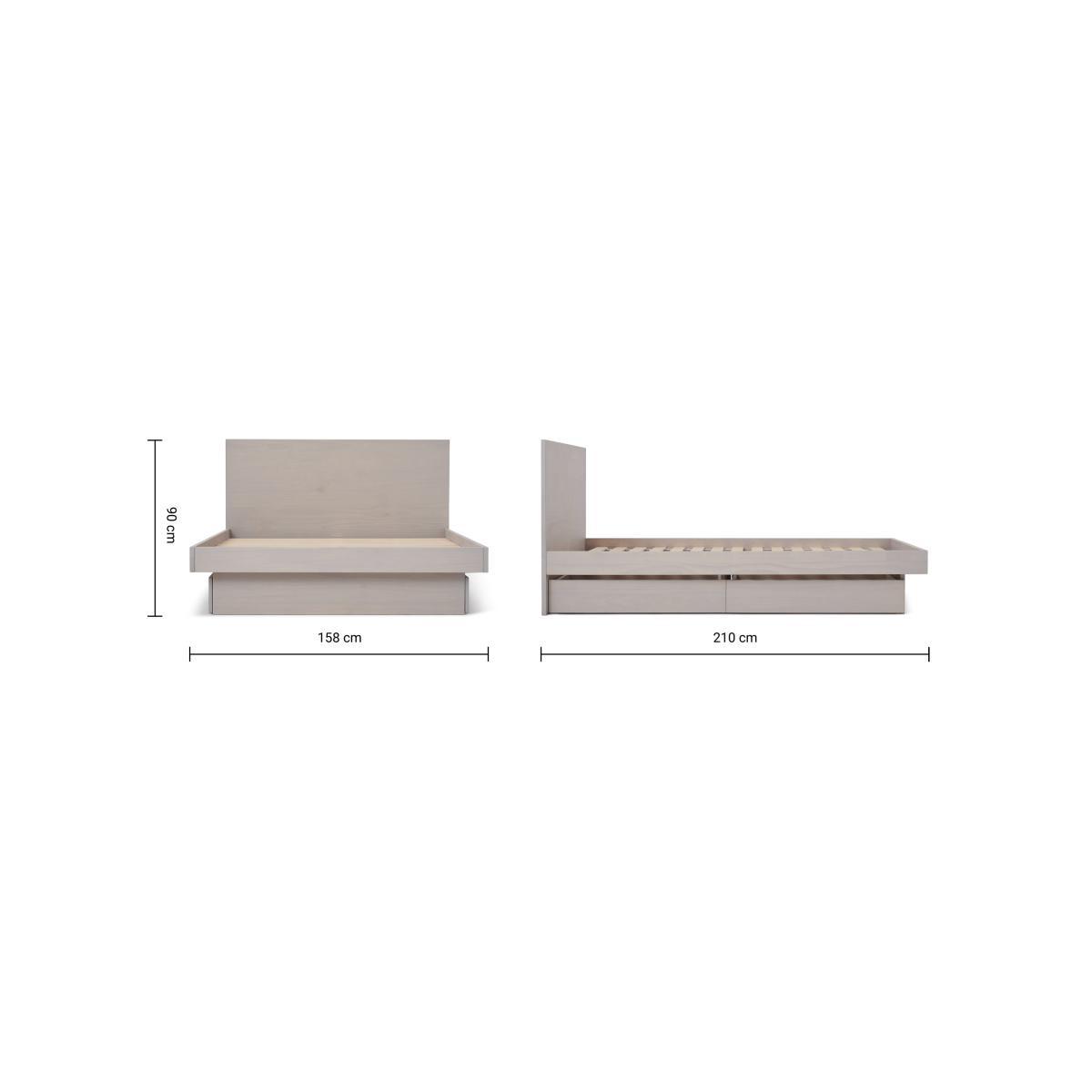 Meiko King Size Bed with Storage Drawers, Grey Wash Pine – image 9