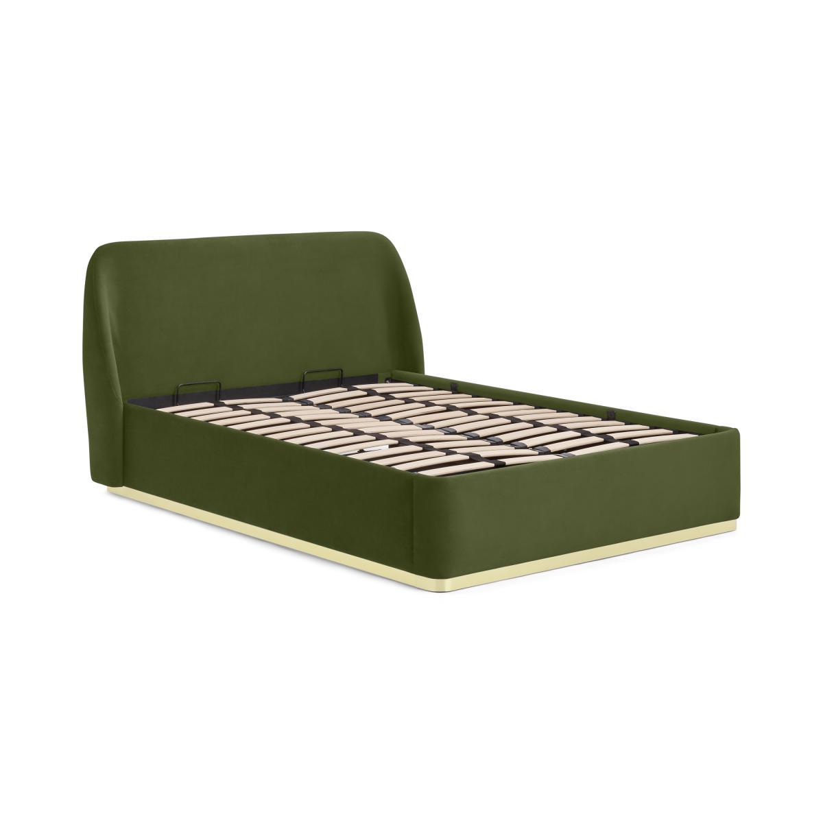 Trudy King Size Ottoman Storage Bed, Ivy Green Velvet & Brass – image 3