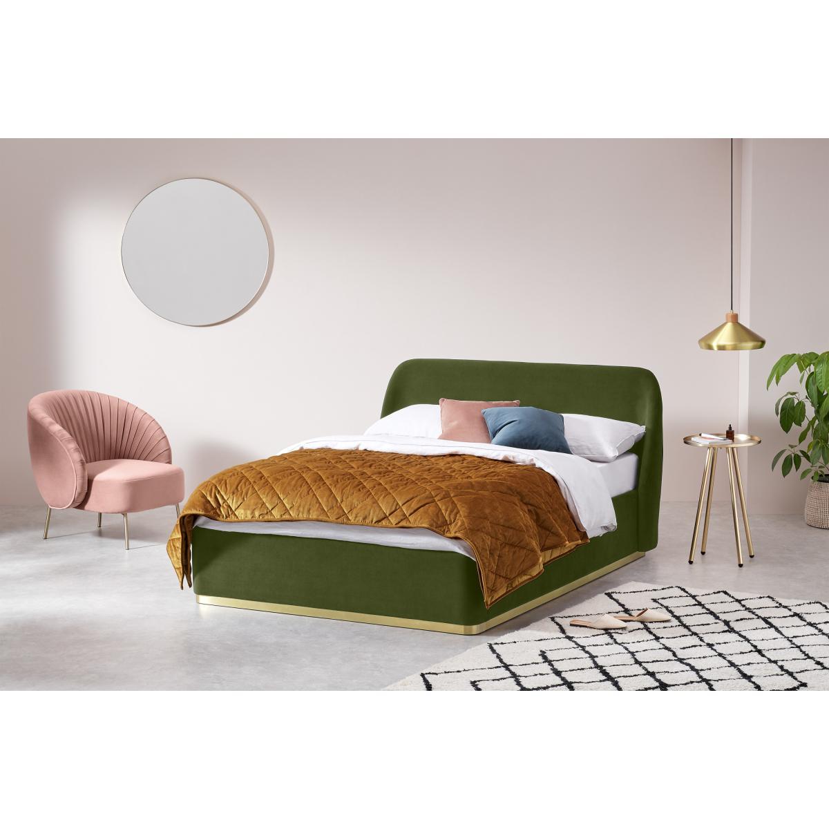 Trudy King Size Ottoman Storage Bed, Ivy Green Velvet & Brass – image 4