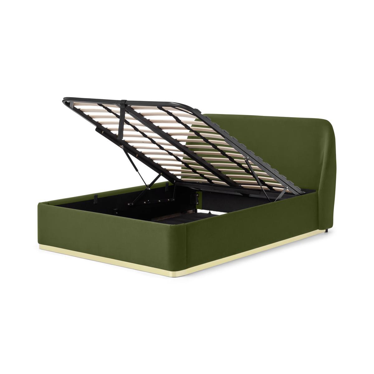 Trudy King Size Ottoman Storage Bed, Ivy Green Velvet & Brass – image 6