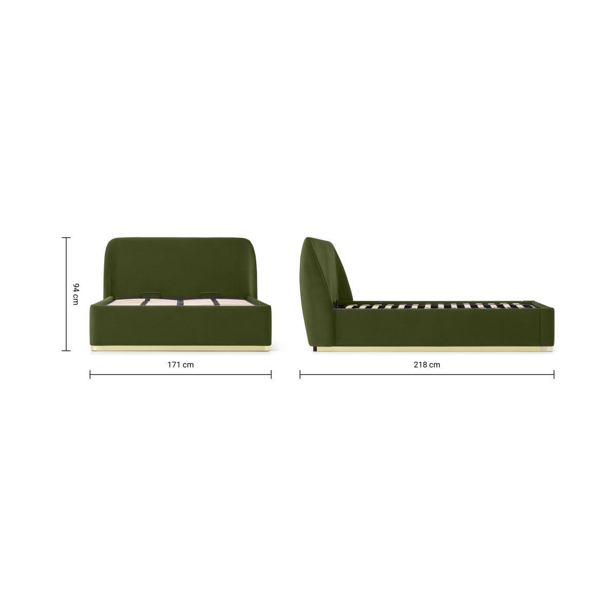 Trudy King Size Ottoman Storage Bed, Ivy Green Velvet & Brass – image 9