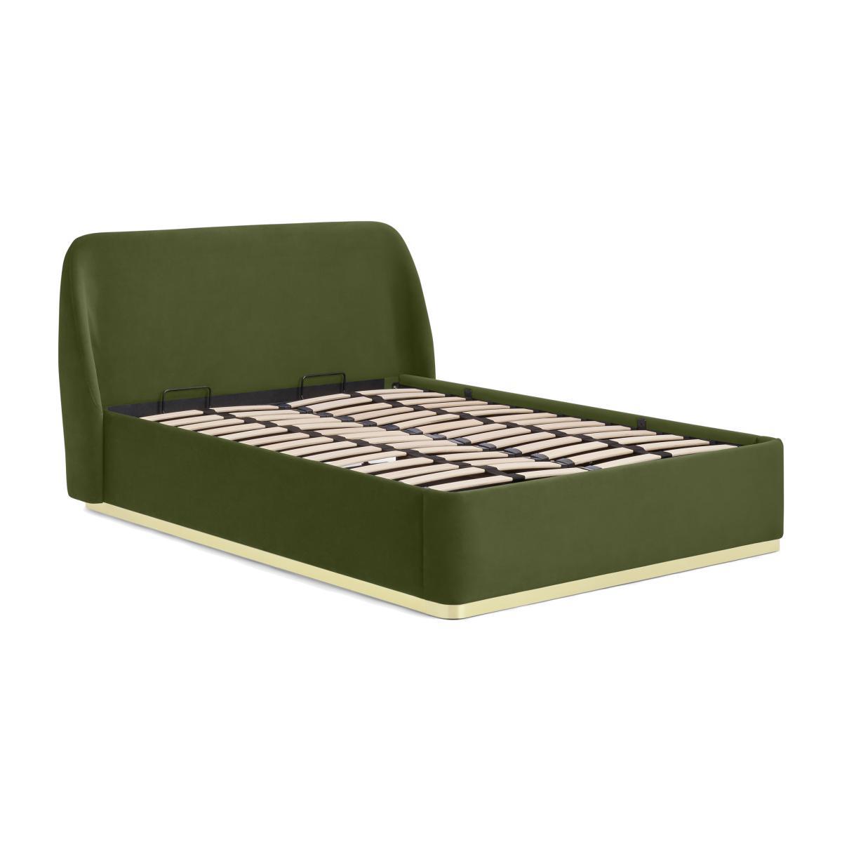 Trudy King Size Ottoman Storage Bed, Ivy Green Velvet & Brass – image 1