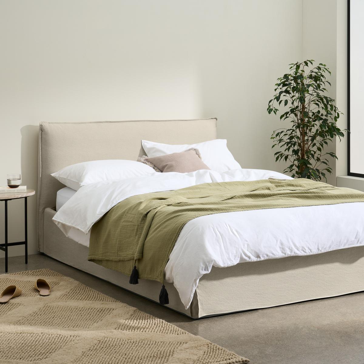 Orsa Super King Size Bed with Ottoman Storage, Oat Cotton & Linen Mix – image 4