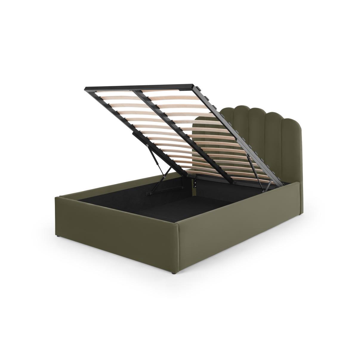 Delia King Size Ottoman Storage Bed, Sycamore Green Velvet – image 8