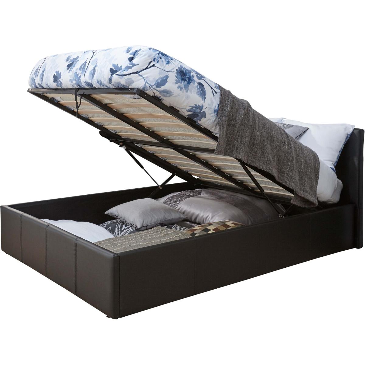 End Lift Ottoman Bed - Black PU / King – image 2
