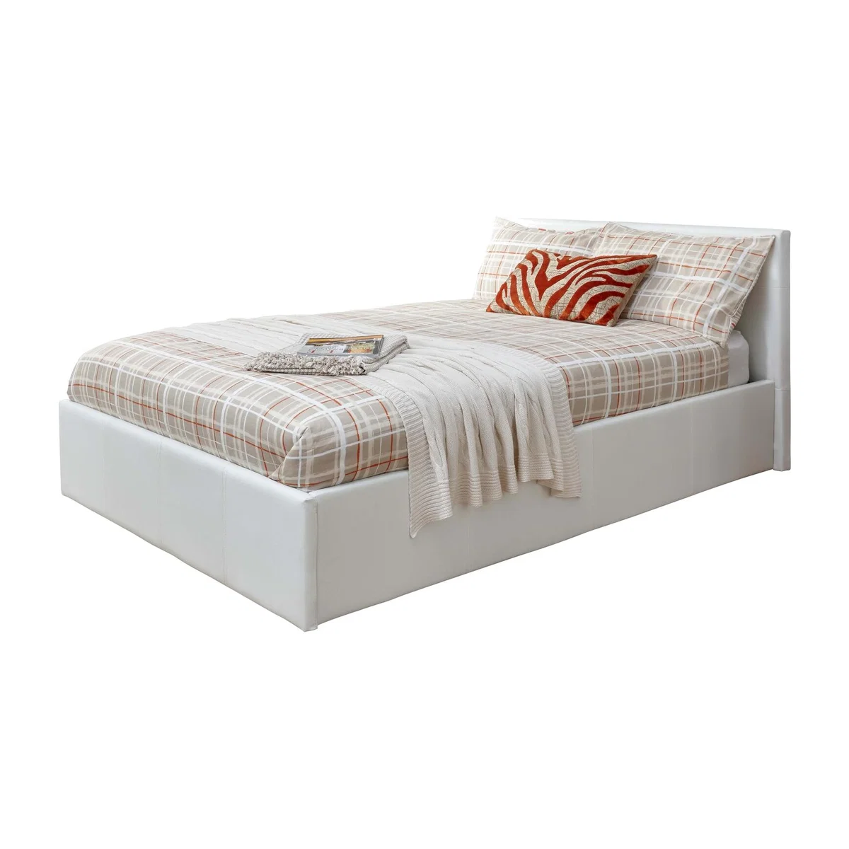 End Lift Ottoman Bed - White PU / King – image 1