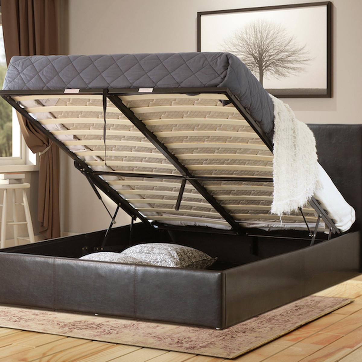 Faux Leather Ottoman Storage Bed - Black / King – image 4