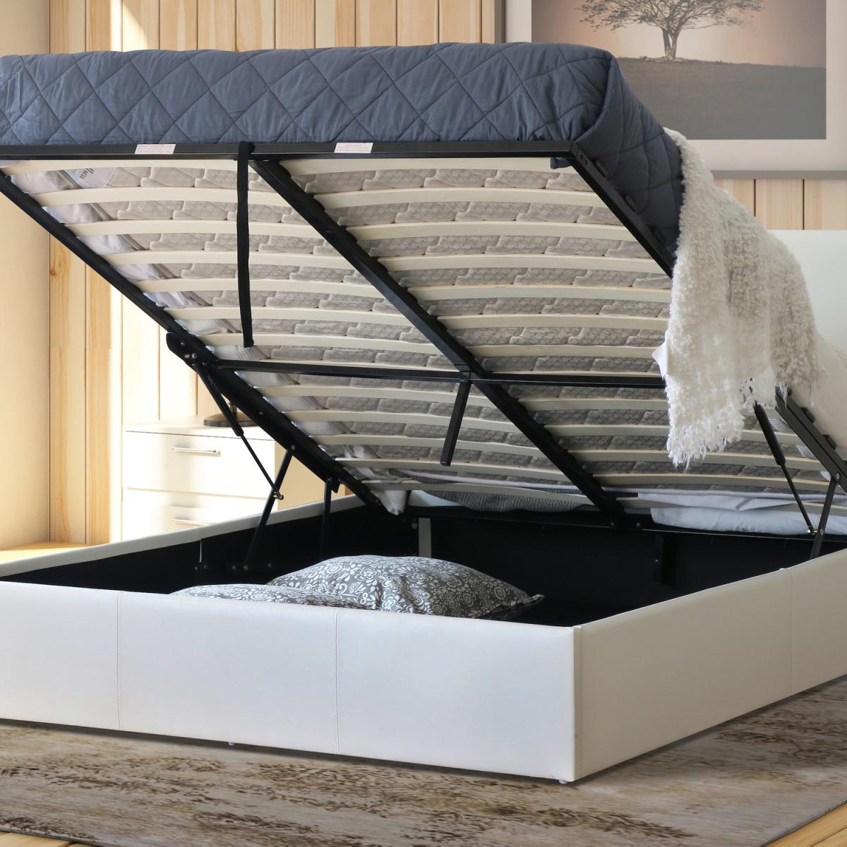 Faux Leather Ottoman Storage Bed - Black / King – image 6