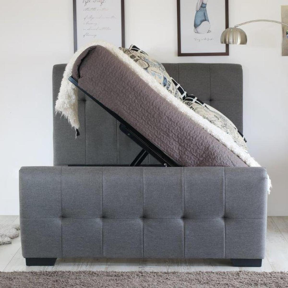 Fabric Side Lift Upholstered Ottoman With USB Charge Point - King – image 3
