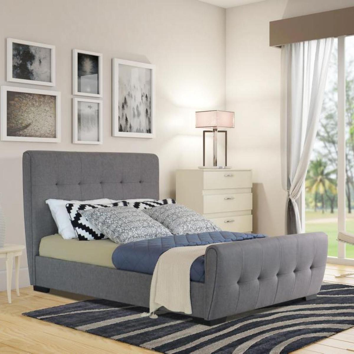 Fabric Side Lift Upholstered Ottoman With USB Charge Point - King – image 1